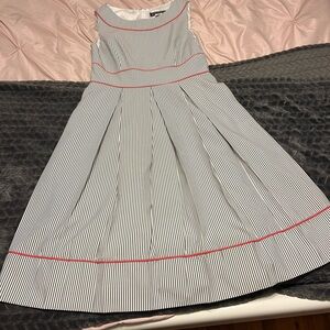 Jessica Howard blue and white striped knee length dress